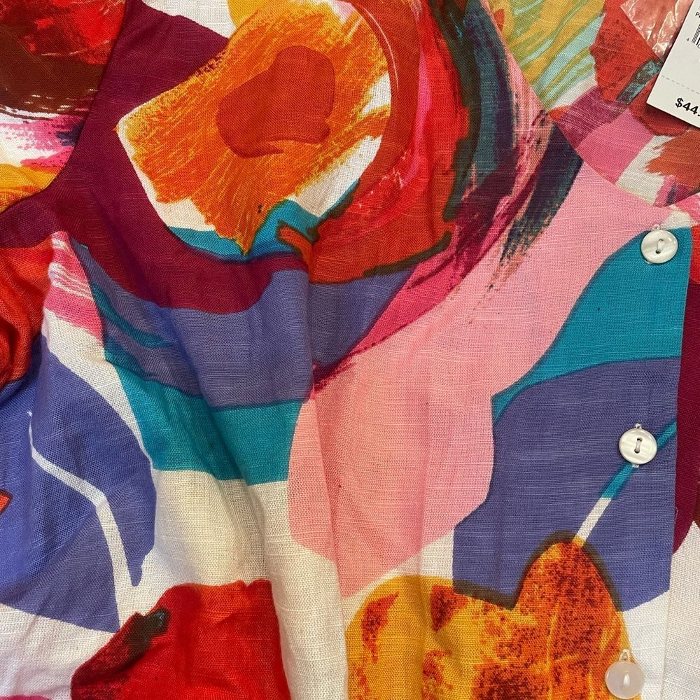 New! Ashley Stewart Colorful Abstract Button Blouse -18/20 - Picture 4 of 7